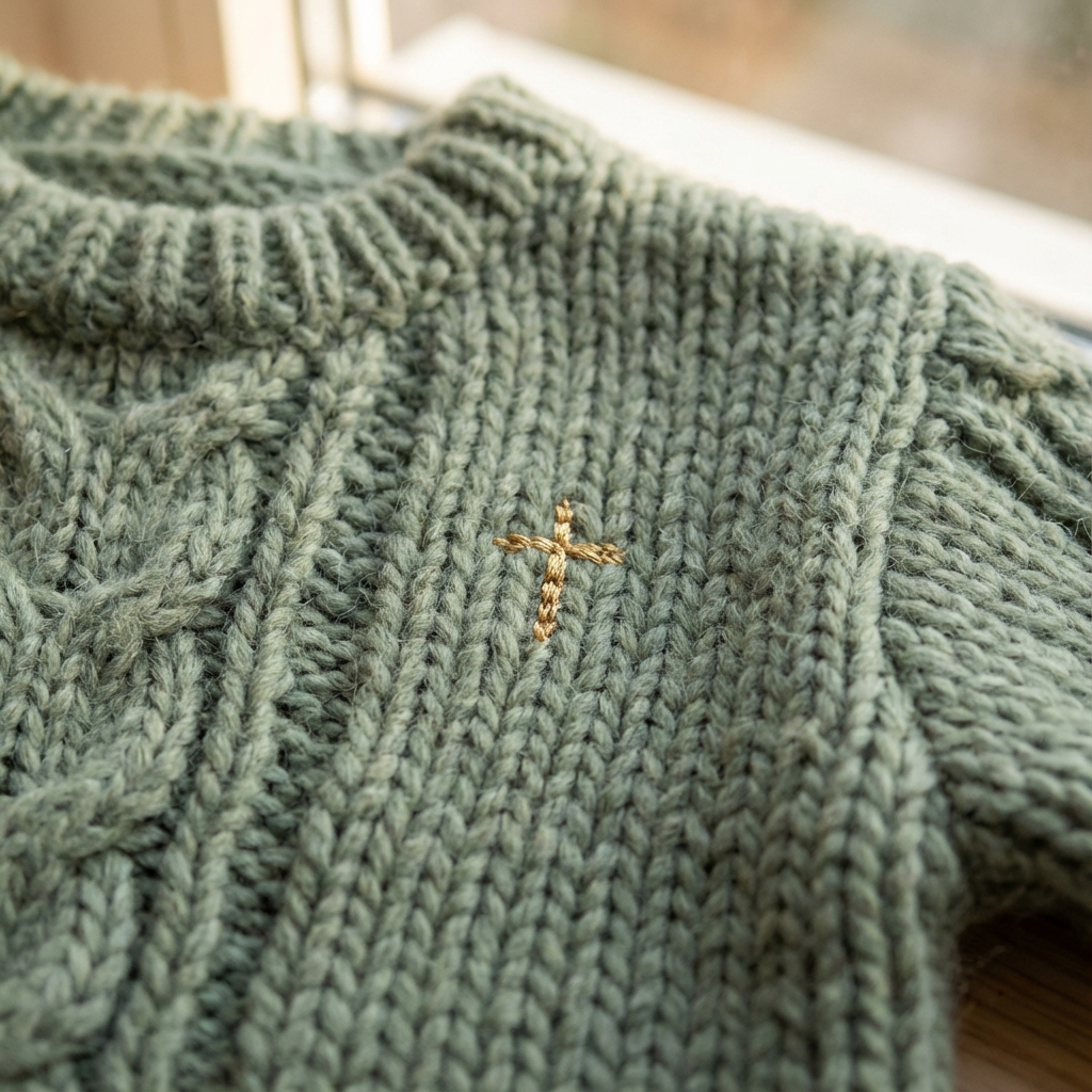 Cozy Sage Green Knit Detail