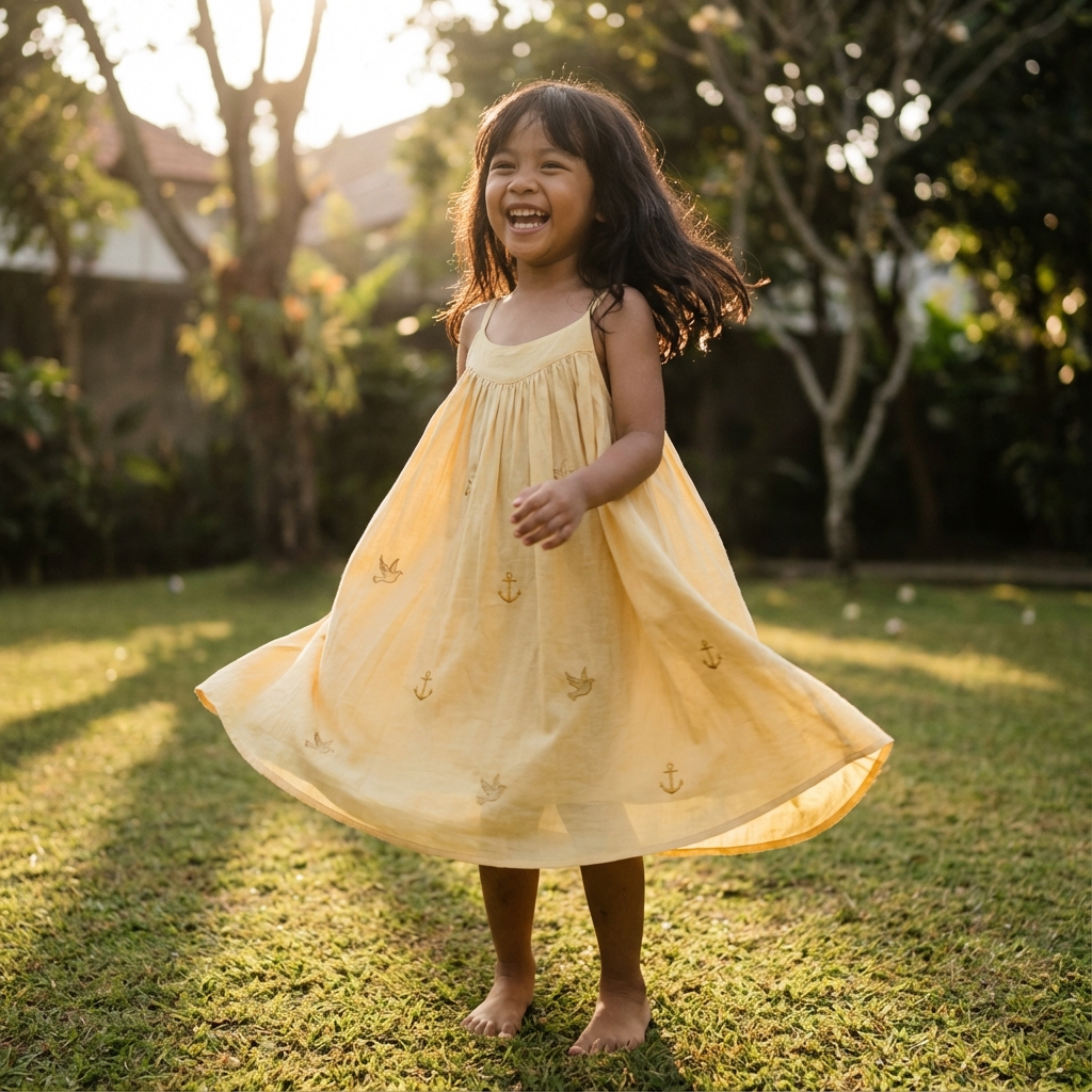 Whimsical Sun Dress with Embroidered Details
